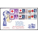 FIRST DAY COVERS : 1963 Red Cross cover with both phosphor and non-phosphor set on the same cover,