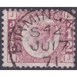 GREAT BRITAIN STAMPS : 1870 1/2d plate 5 , very fine CDS cancel, Birmingham 17th June 1871.