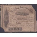 BANK NOTE : 1825 £1 Douglas Isle of Mann bank note.