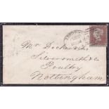 POSTAL HISTORY : 1854 LIVERPOOL Spoon cancel on Penny red mourning cover to Nottingham.