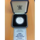 COIN : 1990 Five Pounds silver proof coin for the Queen Mother,