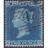 GREAT BRITAIN STAMPS : 1858 2d Blue perf 16 large crown wmk, fine used example of this scarce stamp.