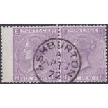 GREAT BRITAIN STAMPS : 1870 6d mauve plate 9 pair (HE-HF).