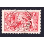 GREAT BRITAIN STAMPS : 1919 5/- Rose Red, fine used, cancelled by Grimsby CDS dated 1st Nov 1932.