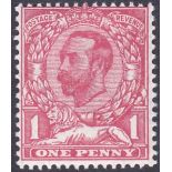 GREAT BRITAIN STAMPS : 1911 1d Rose Pink die 1A, fine unmounted mint .