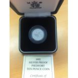 COIN : 1992 Ten Pence silver proof coin Piedfort,