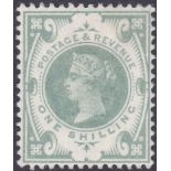 GREAT BRITAIN STAMPS : 1887 1/- dull green, unmounted mint,