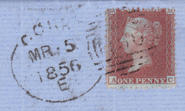 POSTAL HISTORY : 1856 Penny Red perf 14 small crown wmk, tied to wrapper by Cork Spoon, - Image 2 of 3