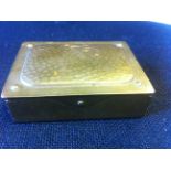 Hammered brass postage stamp box.