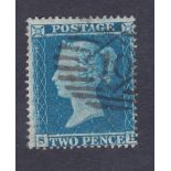 GREAT BRITAIN STAMPS : 1858 Two Penny Blue perf 16 large crown, SG 36a, very fine used .