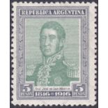 ARGENTINA STAMPS : 1916 San Martin, 5p green & slate-grey, lightly M/M, SG 430.