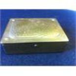 Hammered brass postage stamp box.