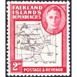 FALKLANDS STAMPS : 1946 2d showing "missing I " variety, fine used , SG G3b Cat £325