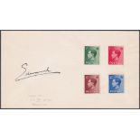 Edward VIII, envelope with set of four stamps and signed by King Edward VIII after abdication.