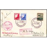 POSTAL HISTORY 1937 Hindenburg Koln flight (S 453A). Envelope posted on board Hindenburg & dropped