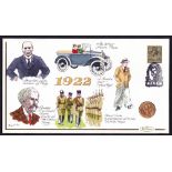 1922 Gold Sovereign in limited edition Benham hand illustrated cover celebrating World events in