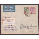 BRITISH GUIANA POSTAL HISTORY , 1931 first flight from British Guiana to Republic of Honduras.