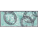 GREAT BRITAIN STAMPS : 1891 £1 green (FA). Fine used example cancelled by multiple Lombard Street