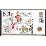 1921 Gold Sovereign in limited edition Benham hand illustrated cover celebrating World events in