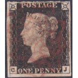 PENNY BLACK Plate 4 lettered (CJ) just four margin example. SG 2 Cat £375
