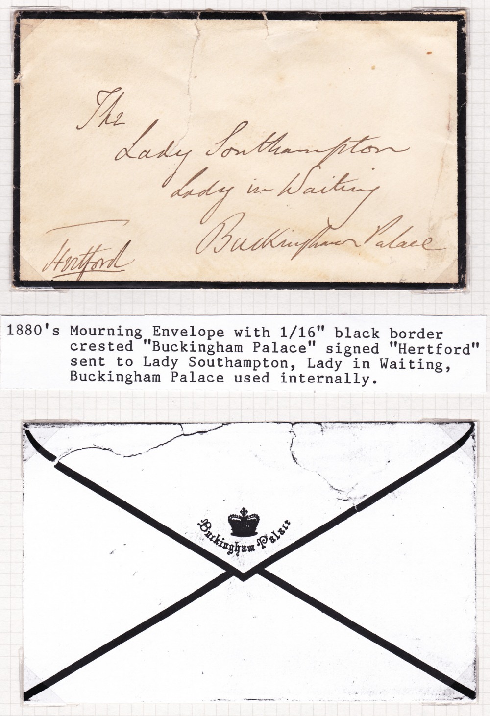 POSTAL HISTORY : Buckingham Palace mourning envelope from the 1880's, addressed to Lady Southampton,