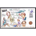 1968 Gold Sovereign in limited edition Benham hand illustrated cover celebrating World events in