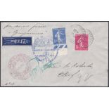 FRANCE POSTAL HISTORY , 1935 Rocket Post with special label & flight cachet. Attractive!