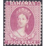 BAHAMAS STAMPS : 1882 4d Rose un-used (no gum) SG 41 Cat £550 (as mounted mint)