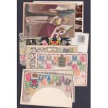 POSTCARDS : Small selection of cards inc five depicting stamps of various nations (Austria,