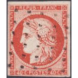 FRANCE STAMPS : 1850 40c fine used example, tight margins in a couple of places, but scarce SG 14