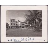 Wallis Windsor, autograph on margin of photo depicting The Services Club at Nassau, Bahamas.