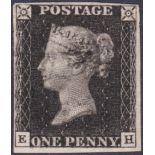 PENNY BLACK Plate 8 lettered (EH) , four margin example, clear Q flaw.