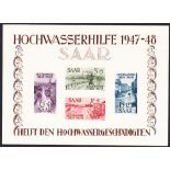 SAAR STAMPS : 1948 Flood disaster relief IMPERF minisheet unmounted mint, very light crease. SG 255a