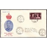 FIRST DAY COVER : 1937 Coronation illustrated first day cover cancelled by Great Western TPO date