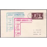 POSTAL HISTORY : 1937 Coronation cover from Jersey on the first airmail flight 1st June 1937. the