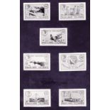 FALKLANDS STAMPS : Photographic essays affixed to a black card produced for a definitive set with