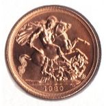 1980 Gold Sovereign in limited edition B