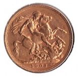 1903 Gold Sovereign in limited edition B