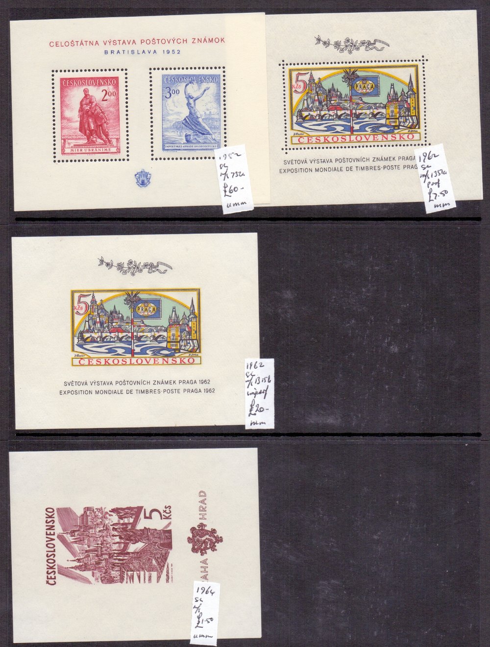 STAMPS CZECHOSLOVAKIA : Ex dealers stock priced up on stock pages mint and used including mini-