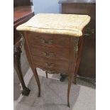 Antique Serpentine Front Side Locker Kingswood with Marble Top and Ormolu Decoration 16 Inches