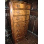 Edwardian Mahogany Seven Drawer Narrow Chest with Brass Drop Handles 22 Inches Wide x 47 Inches