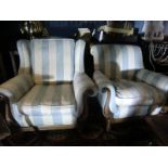 Pair of His and Hers Mahogany Framed Armchairs Largest 39 Inches High