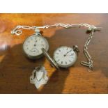 Two Hunter Watches Solid Silver Chain and Silver Medal antique