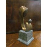 Bronze Sculpture of Madonna and Child on Marble Base 6 Inches High Approximately Signed