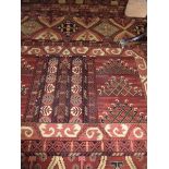 Burgundy Afghan Pure Wool Wool Rug
95 Inches Wide x 131 Inches Long