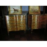 Pair of Crossbanded Brass Decorated Marble Top Lockers ch 41 Inches Wide x 34 Inches High