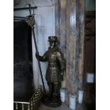 Decorative Brass Fire Side Figure of Man 37 Inches High