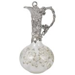 A DAUM NANCY CLARET JUG, WITH WMF ELECTROPLATED BRITANNIA METAL MOUNT, CIRCA 1900 the bulbous