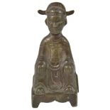 A BRONZE MING OFFICIAL AND A FIGURE OF ZHENWU, LATE QING DYNASTY The Ming official seated on a