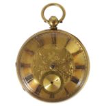 A GOLD POCKET WATCH, ENGLISH, CIRCA 1847 gilt full plate movement, lever escapement with plain